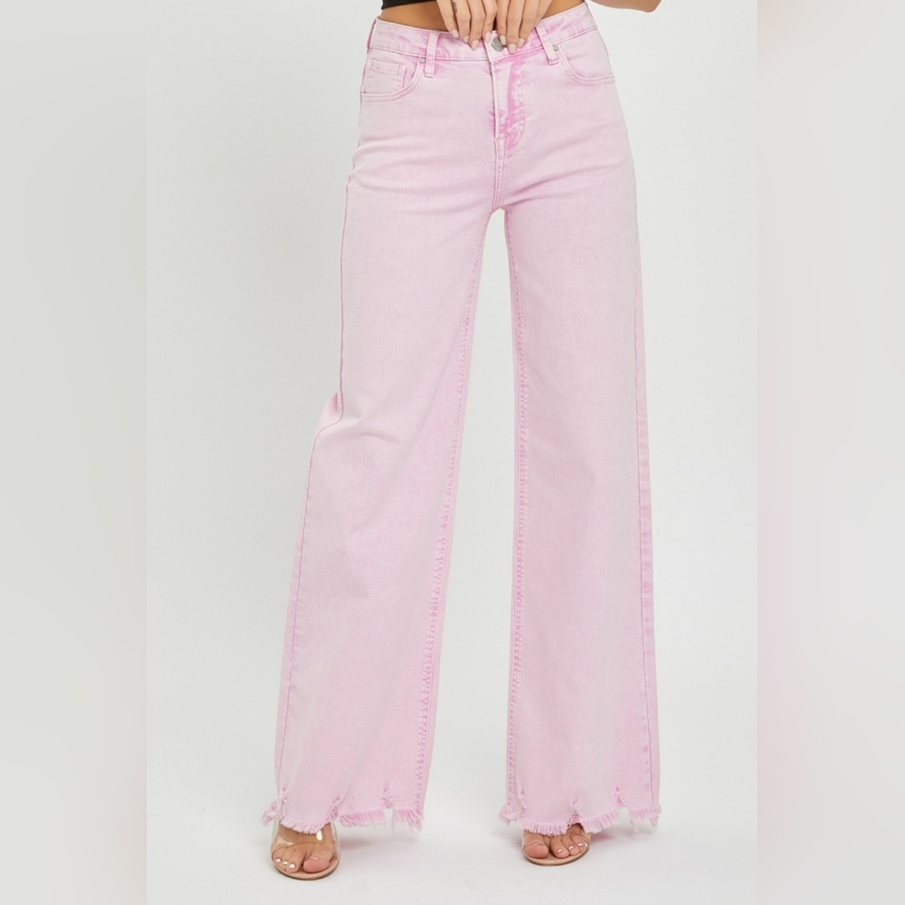 Pink Risen Wide Leg Jeans